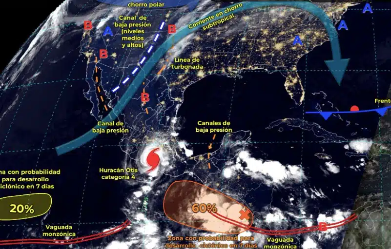 Mapa del Servicio Meteorológico Nacional con sistemas activos