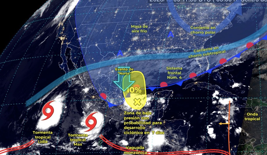 Mapa del Servicio Meteorológico Nacional con sistemas activos