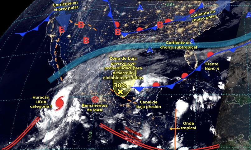 Mapa del Servicio Meteorológico Nacional con sistemas activos