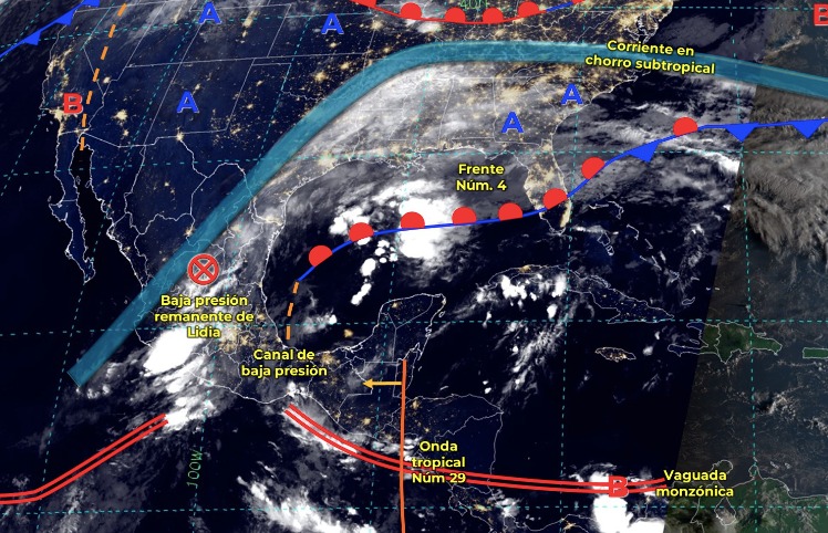 Mapa del Servicio Meteorológico Nacional con sistemas activos