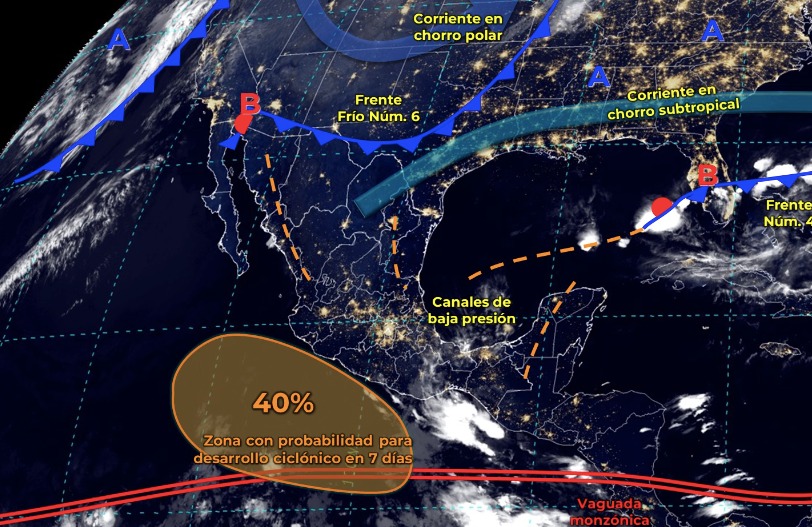 Mapa del Servicio Meteorológico Nacional con sistemas activos