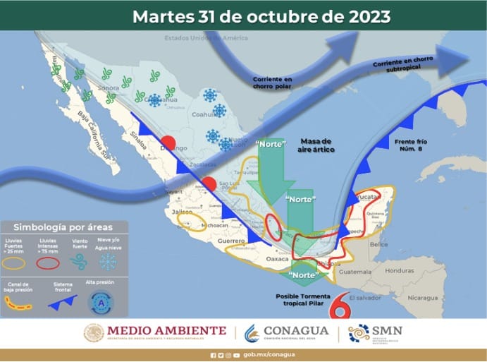 Mapa de pronóstico del clima para México