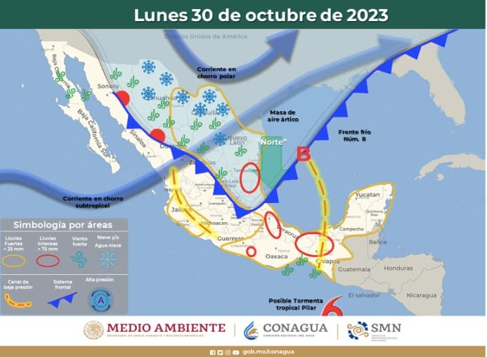 Mapa de pronóstico del clima para México