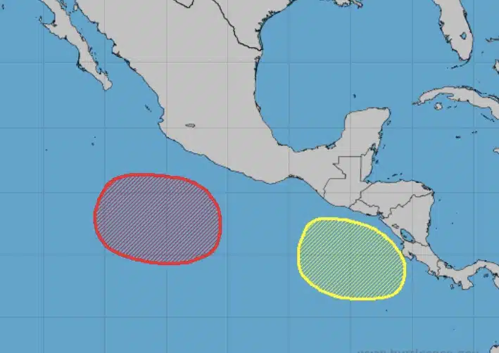 Perturbaciones con probabilidad de activar a Norma y Otis, los sistemas tropicales 14 y 15 con nombre asumido en el océano Pacífico.