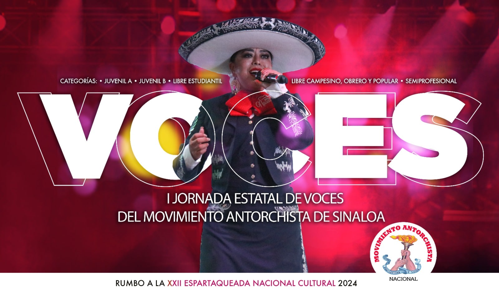 Cartel oficial del Concurso Estatal de Voces en Culiacán
