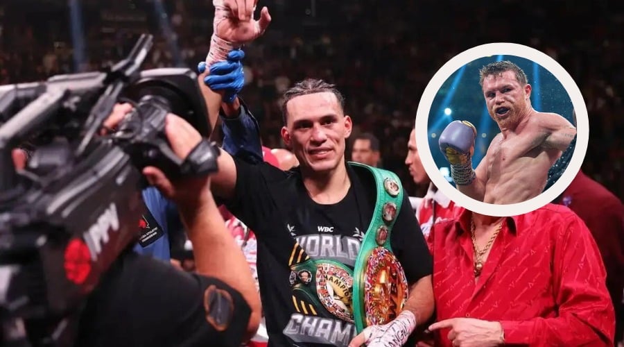 David Benavidez alzando brazo tras triunfo