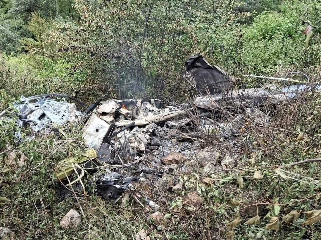 Helicóptero desplomado en Durango