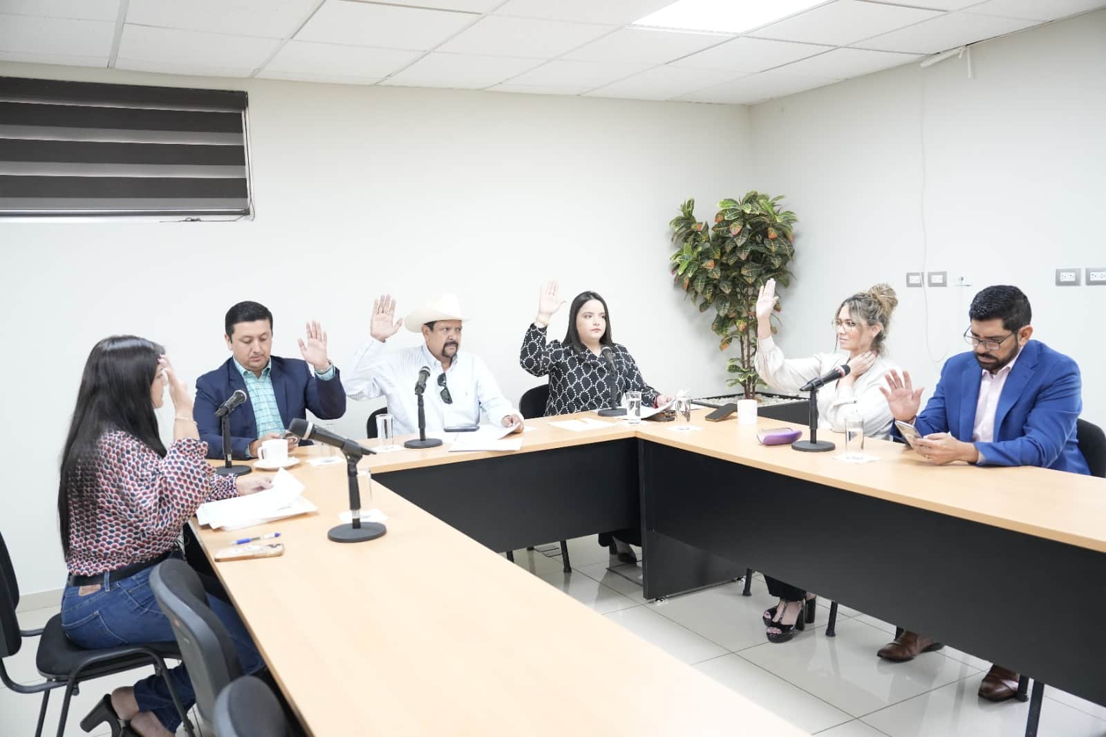 Diputados con la mano arriba en el Congreso de Sinaloa
