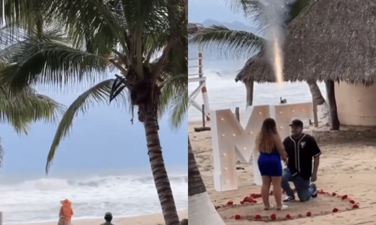 Pareja se compromete en costas de Nuevo Vallarta