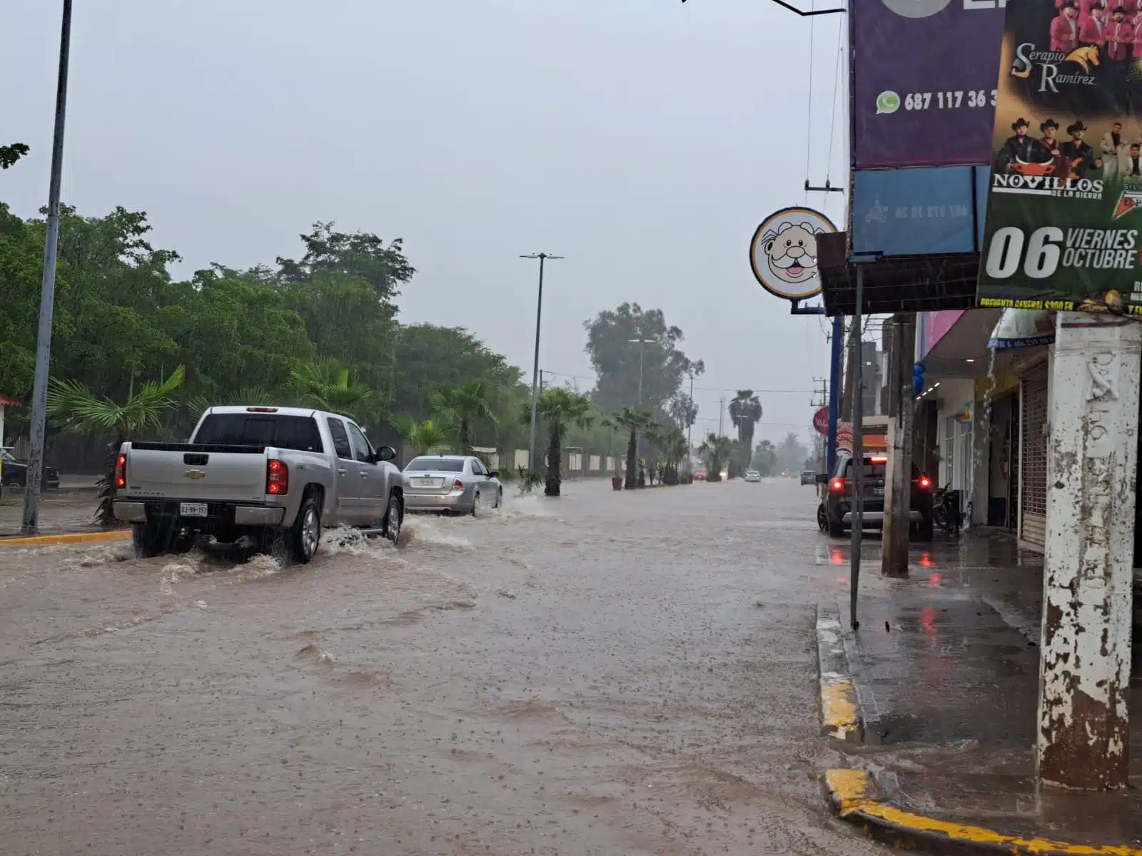 calles inundadas en Guasave
