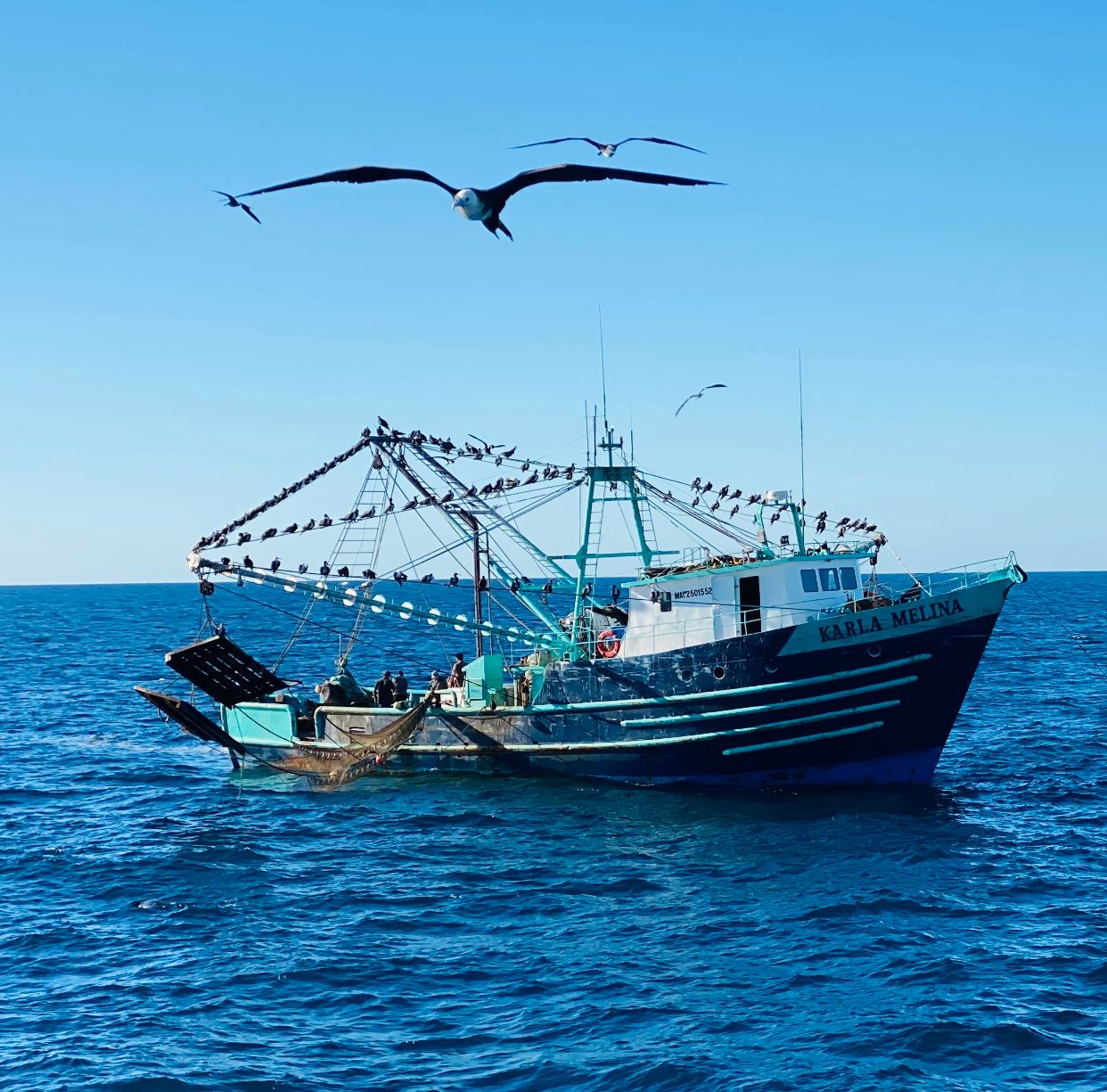 Barco durante embarcación pesquera