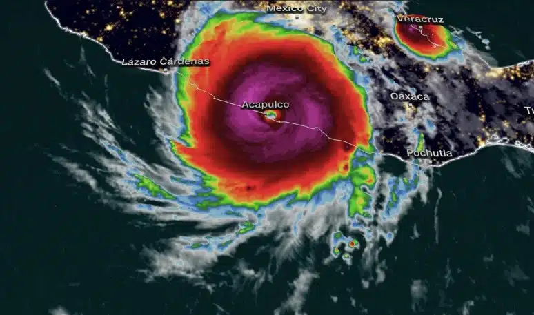El ojo de un huracán en el estado de Guerrero