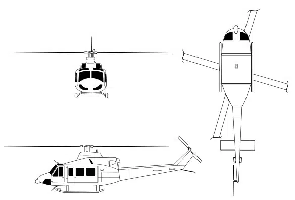 Dibujo de un helicóptero de la Fuerza Aérea Mexicana
