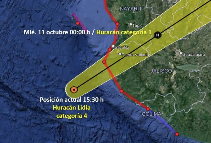 Mapa de pronóstico y desplazamiento de Lídia