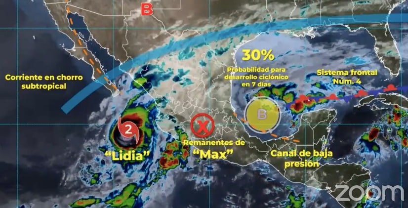 Huracán Lidia en el océano Pacífico