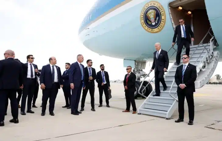 Joe Biden altamente custodiado en su viaje a Israel