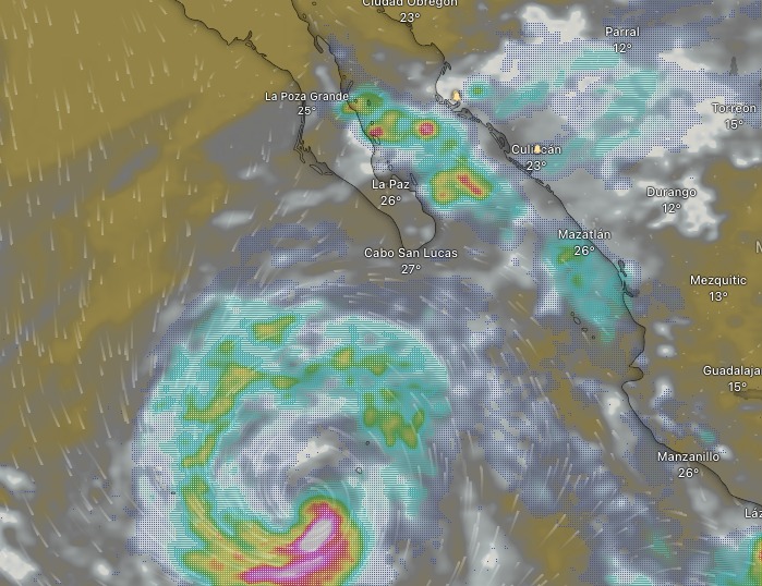 Parte del mapa de México en el que aparece Sinaloa por lluvias