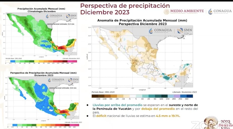 Perspectiva de lluvias en diciembre 2023