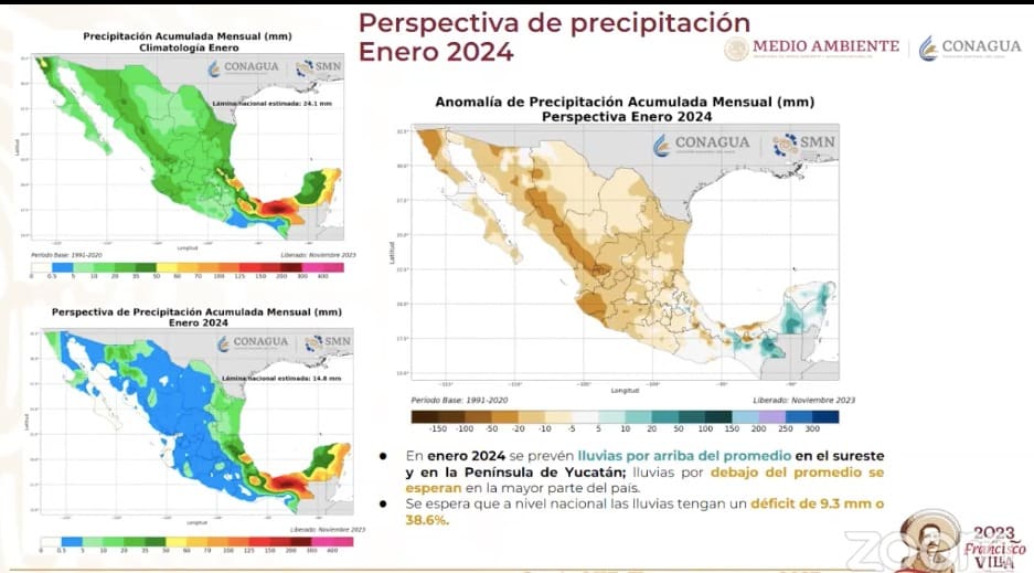 Perspectiva de lluvias en enero 2024