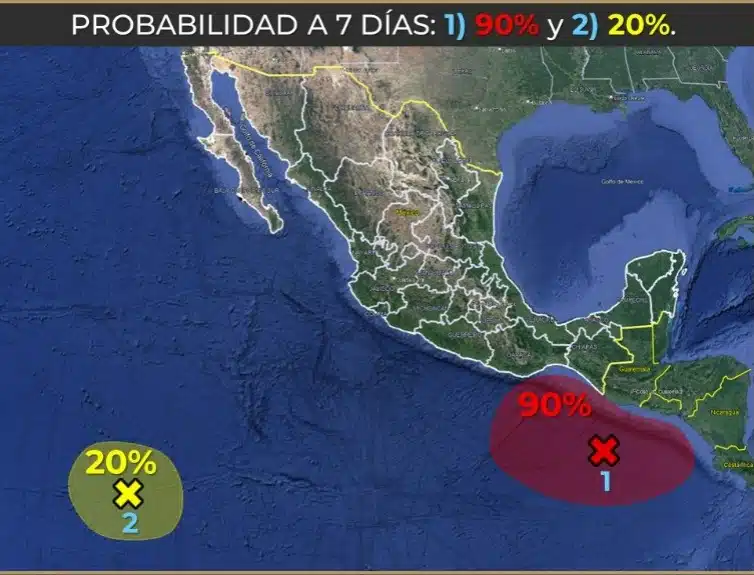 Mapa de México con fenómenos del clima