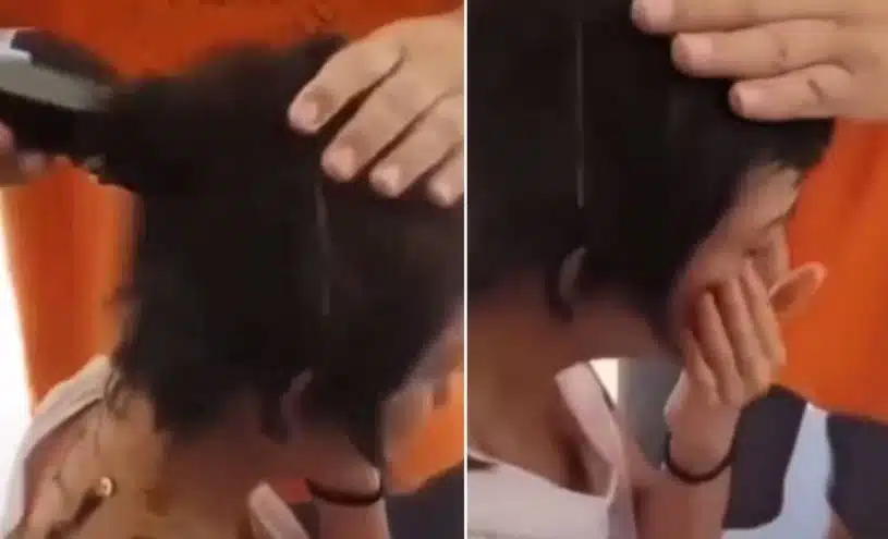Hombre rapa a su hija por hacerle bullying a su compañera