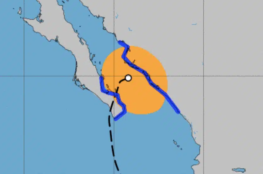 Mapa que muestra localización de tormenta tropical Norma