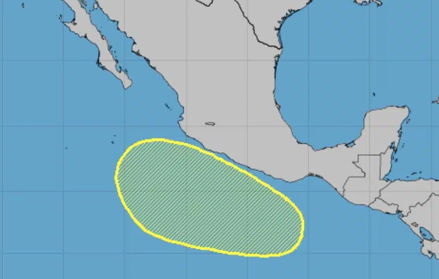 Mapa de México con una perturbación de desarrollo ciclónico en el océano Pacífico