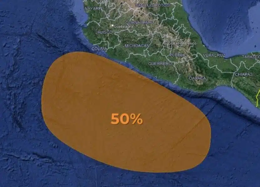 Mapa de México que muesta Perturbación tropical