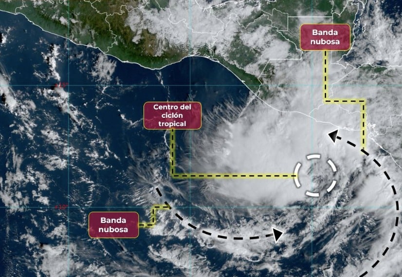 Mapa que muestra ubicación de la tormenta tropical Pilar