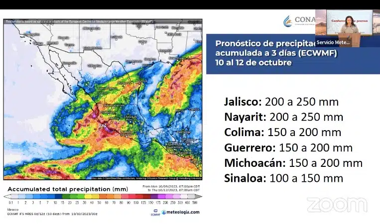 Información de lluvias en 6 estados del país