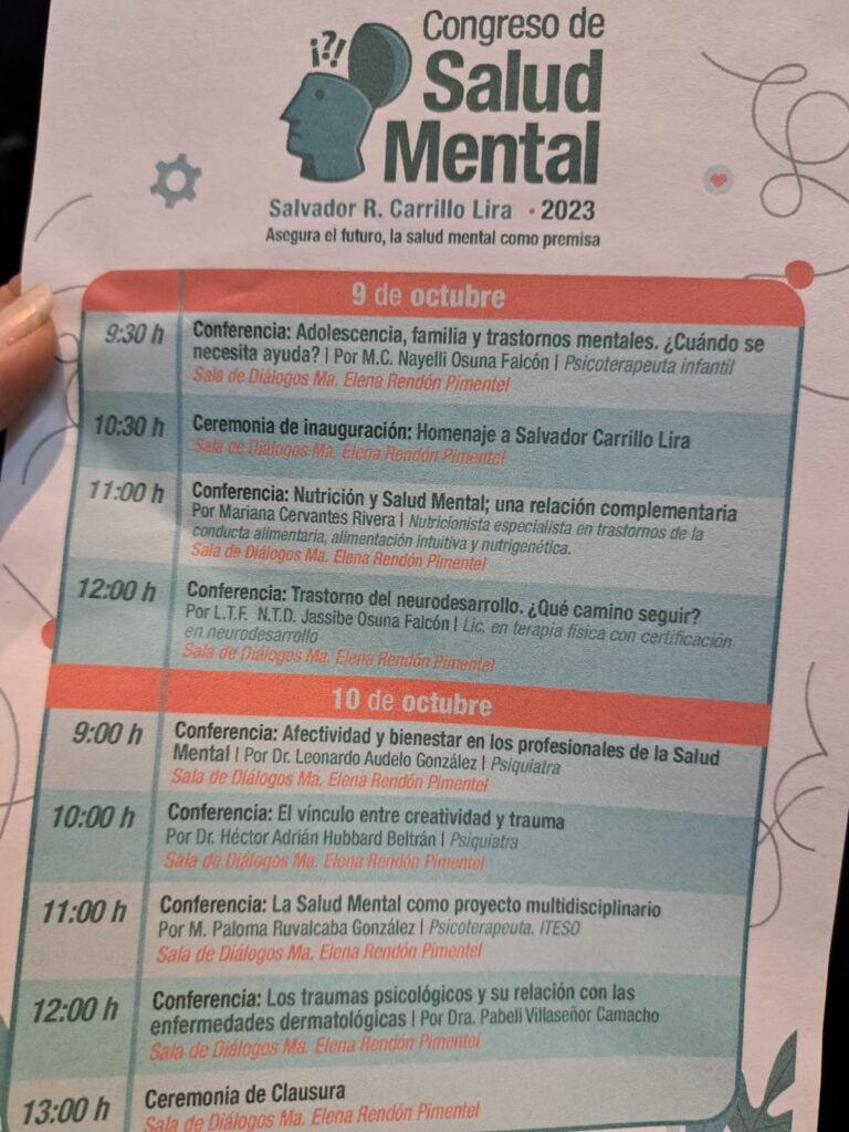 Volante del programa del Congreso de Salud Mental en Los Mochis.