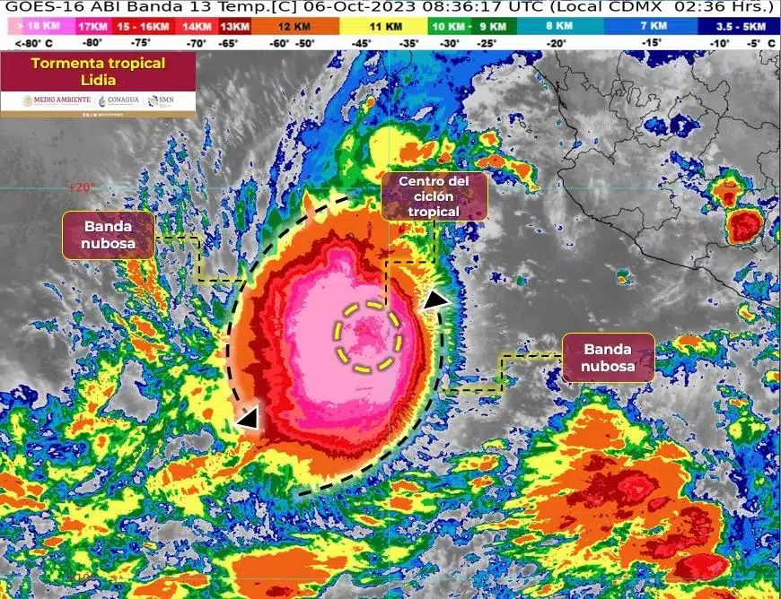 Tormenta tropical Lidia en el océano Pacífico