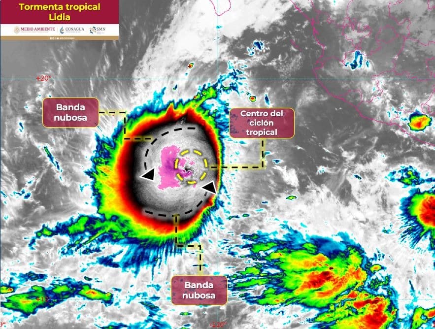 Tormenta tropical Lidia en el océano Pacífico