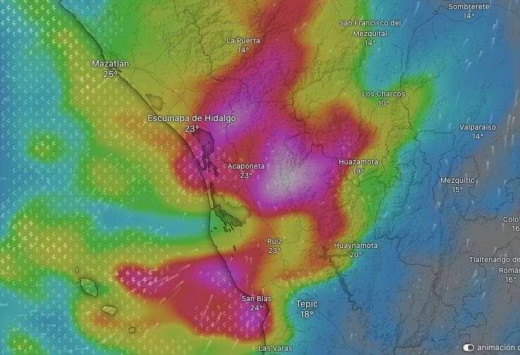 Tormenta tropical Lidia en el océano Pacífico
