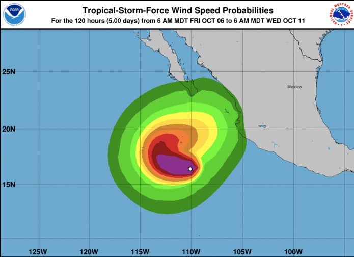 Tormenta tropical Lidia en el océano Pacífico