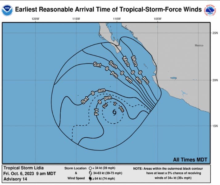 Tormenta tropical Lidia en el océano Pacífico