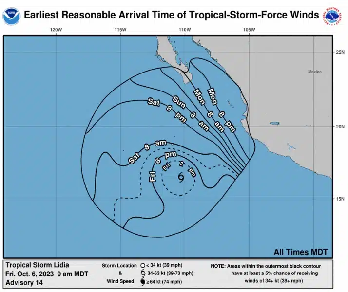 Tormenta tropical Lidia en el océano Pacífico