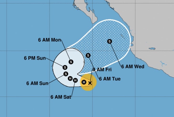 Trayectoria de la tormenta tropical Lidia en el océano Pacífico