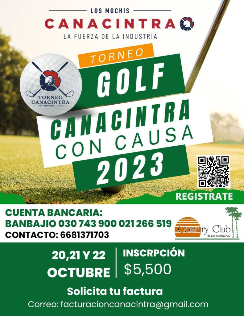 Cartel oficial del Torneo Golf Canacintra con causa