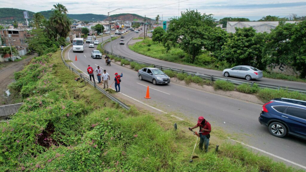 Mantenimiento en calle de Mazatlán