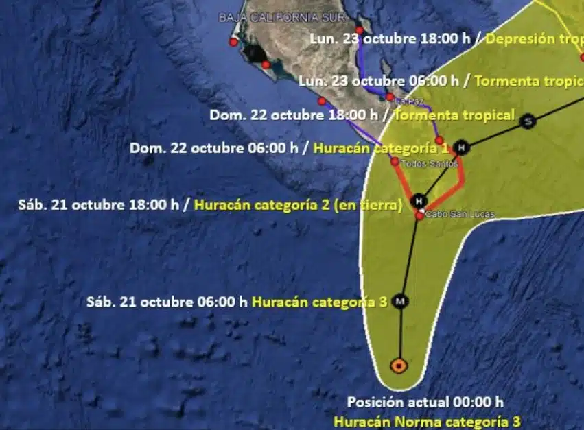 ¡Alerta Los Cabos! El huracán Norma categoría tres se aproxima: SMN