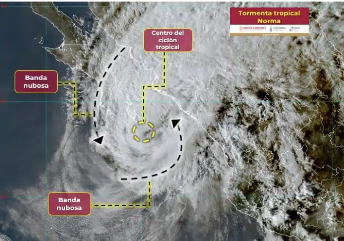 Huracán Norma se degrada a tormenta tropical pero continua potente