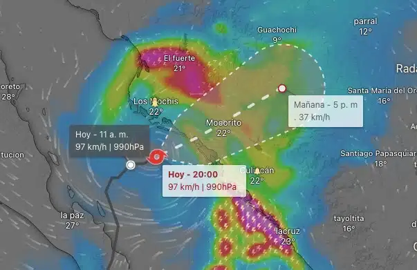 imagen meteorologica de la tormenta Norma