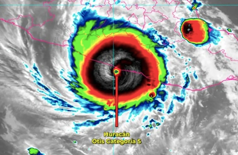 Así quedó marcada la entrada del centro de Otis a Acapulco Guerrero el pasado 24 de octubre. SMN.