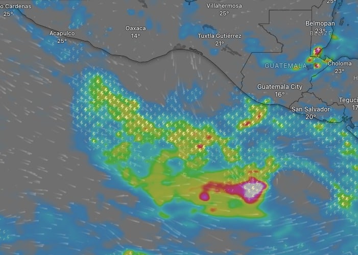 Zona de baja presión en el océano Pacífico