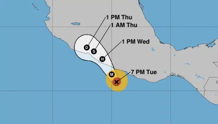 Ubicación de Otis hasta las 17:00 horas