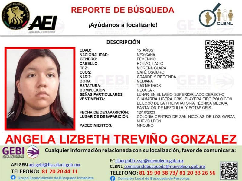 Desaparece adolescente en Nuevo León