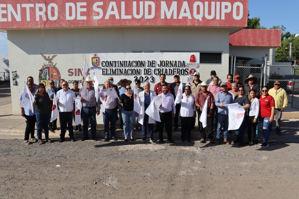 Campaña de eliminación de criaderos y descacharrización en el Centro de Salud del ejido Maquipo