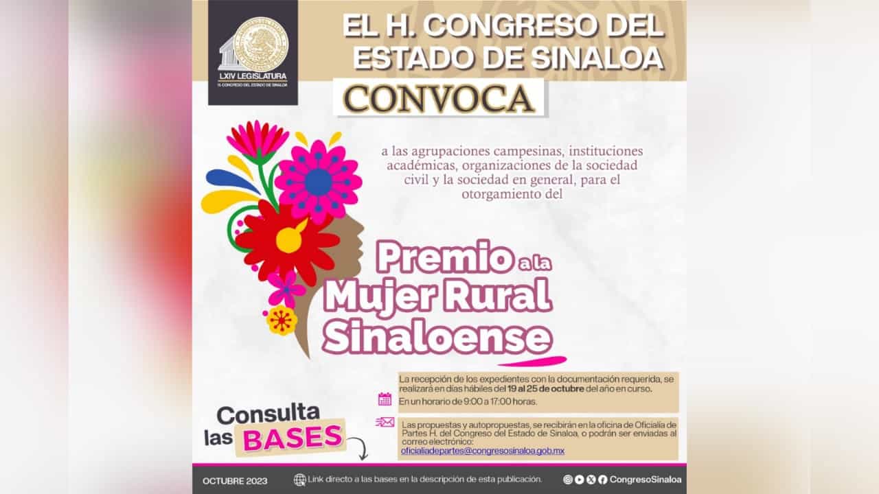 Convocatoria, Premio a la Mujer Rural Sinaloense