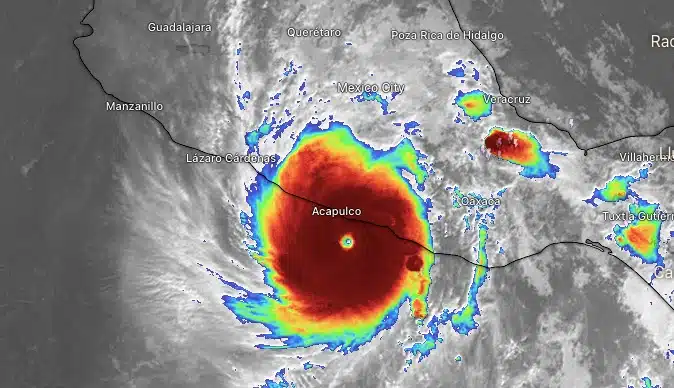 Imagen satelital del huracán Otis categoría 5